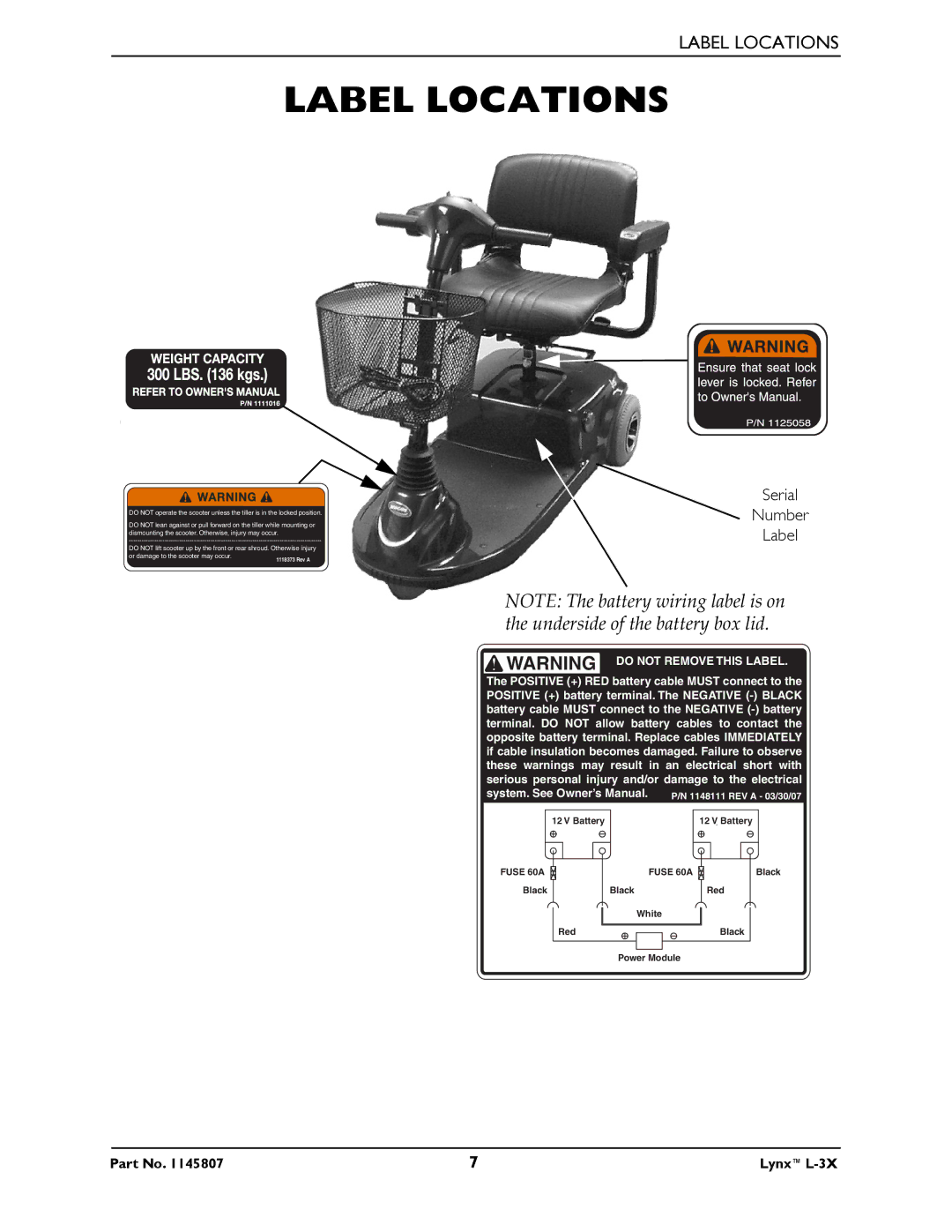 Invacare L-3X manual Label Locations 