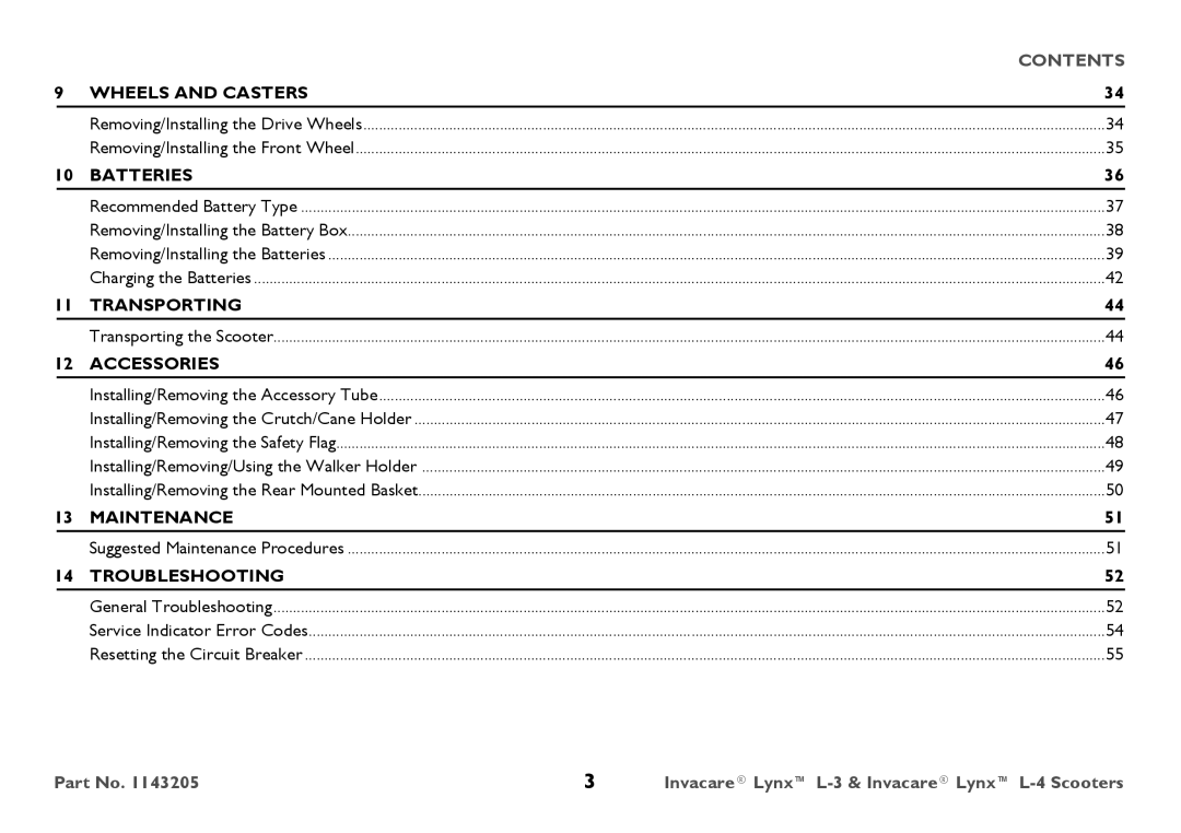 Invacare L-3, L-4 user manual Wheels and Casters 