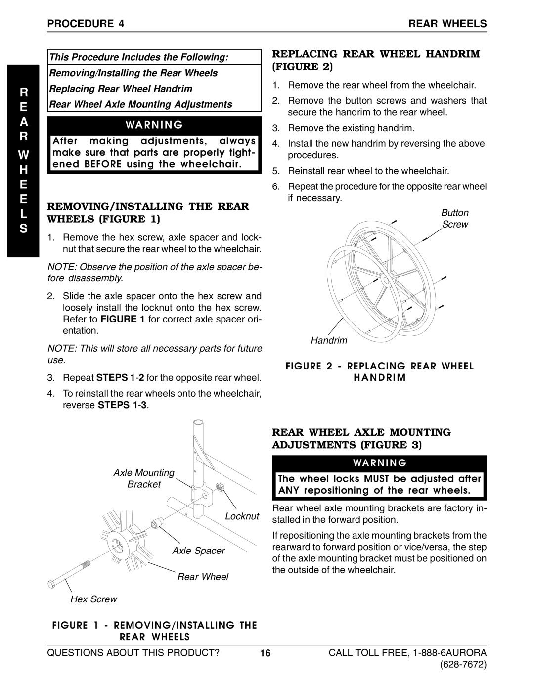 Invacare Lightweight Aluminum Wheelchair manual Procedure Rear Wheels, Replacing Rear Wheel Handrim Figure 