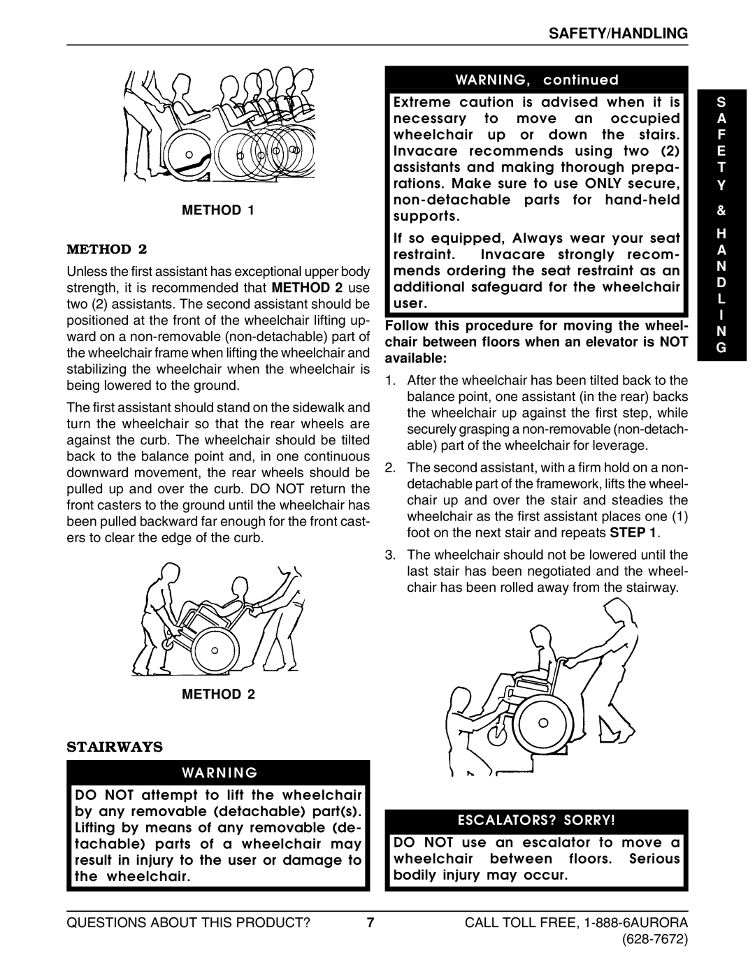 Invacare Lightweight Aluminum Wheelchair manual Stairways, Method 