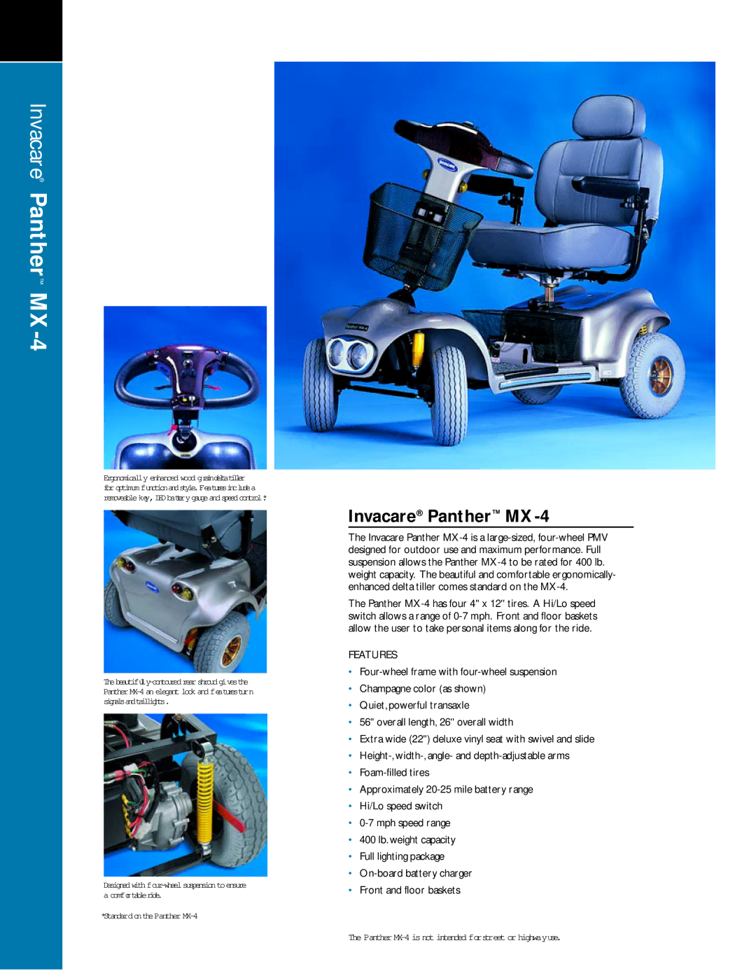 Invacare LX-3 manual Invacare Panther MX-4 