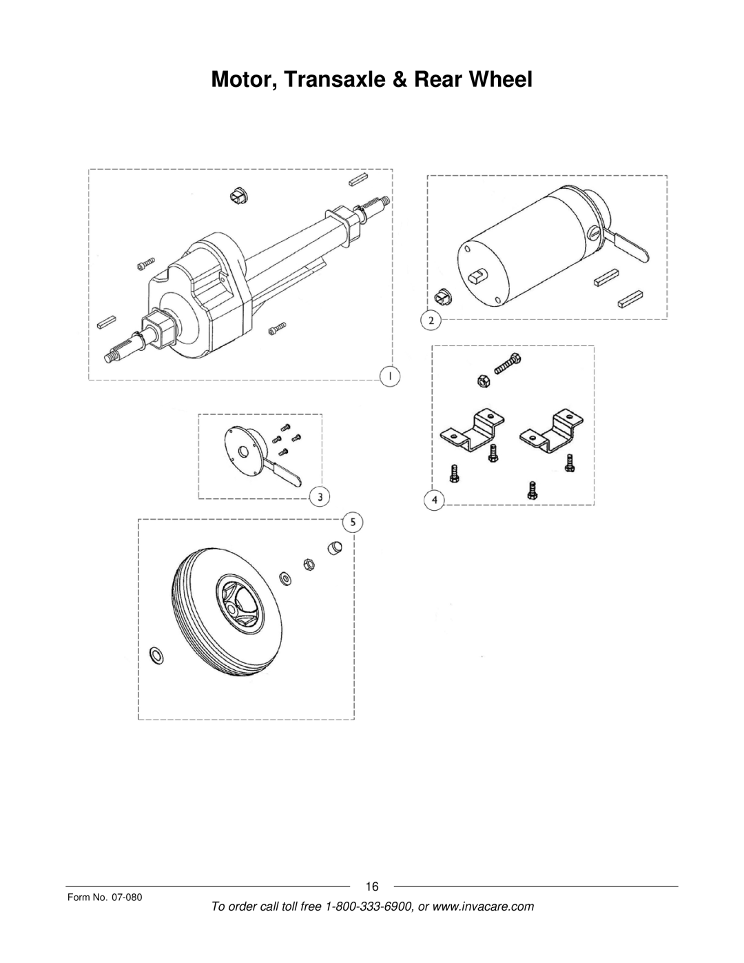 Invacare Lynx L-3X manual Motor, Transaxle & Rear Wheel 