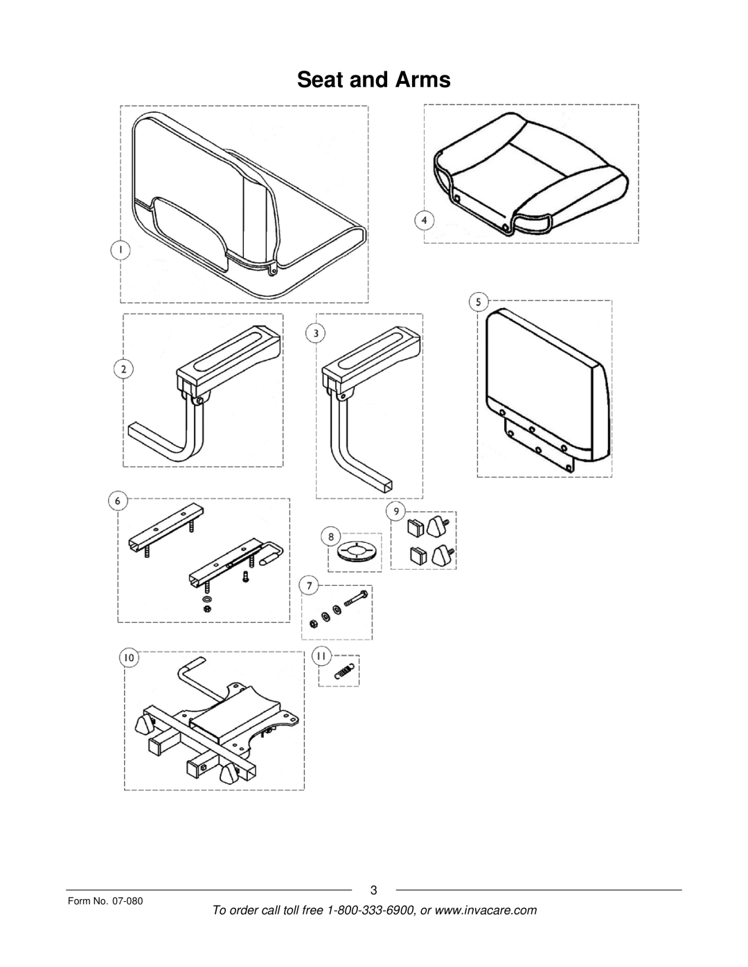 Invacare Lynx L-3X manual Seat and Arms 