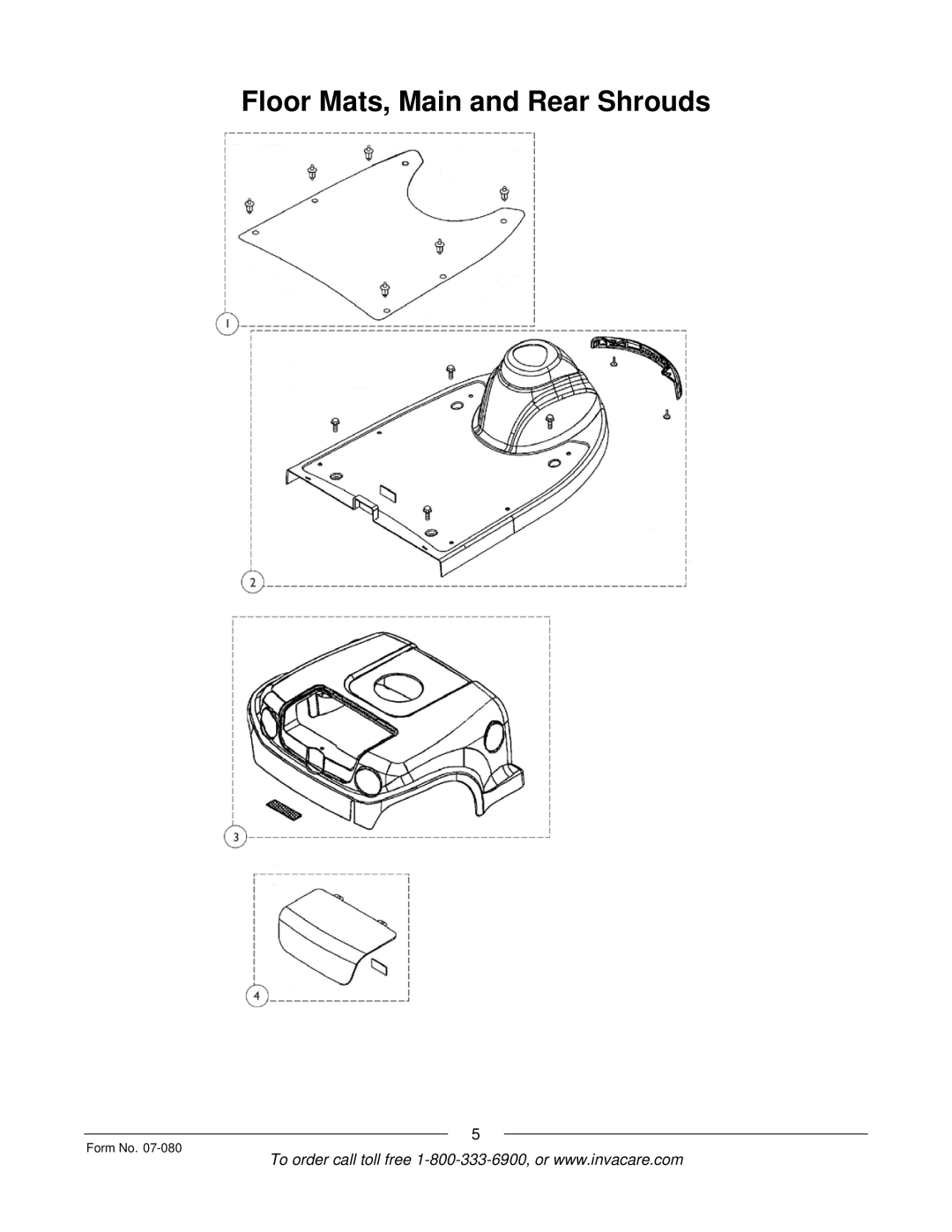 Invacare Lynx L-3X manual Floor Mats, Main and Rear Shrouds 