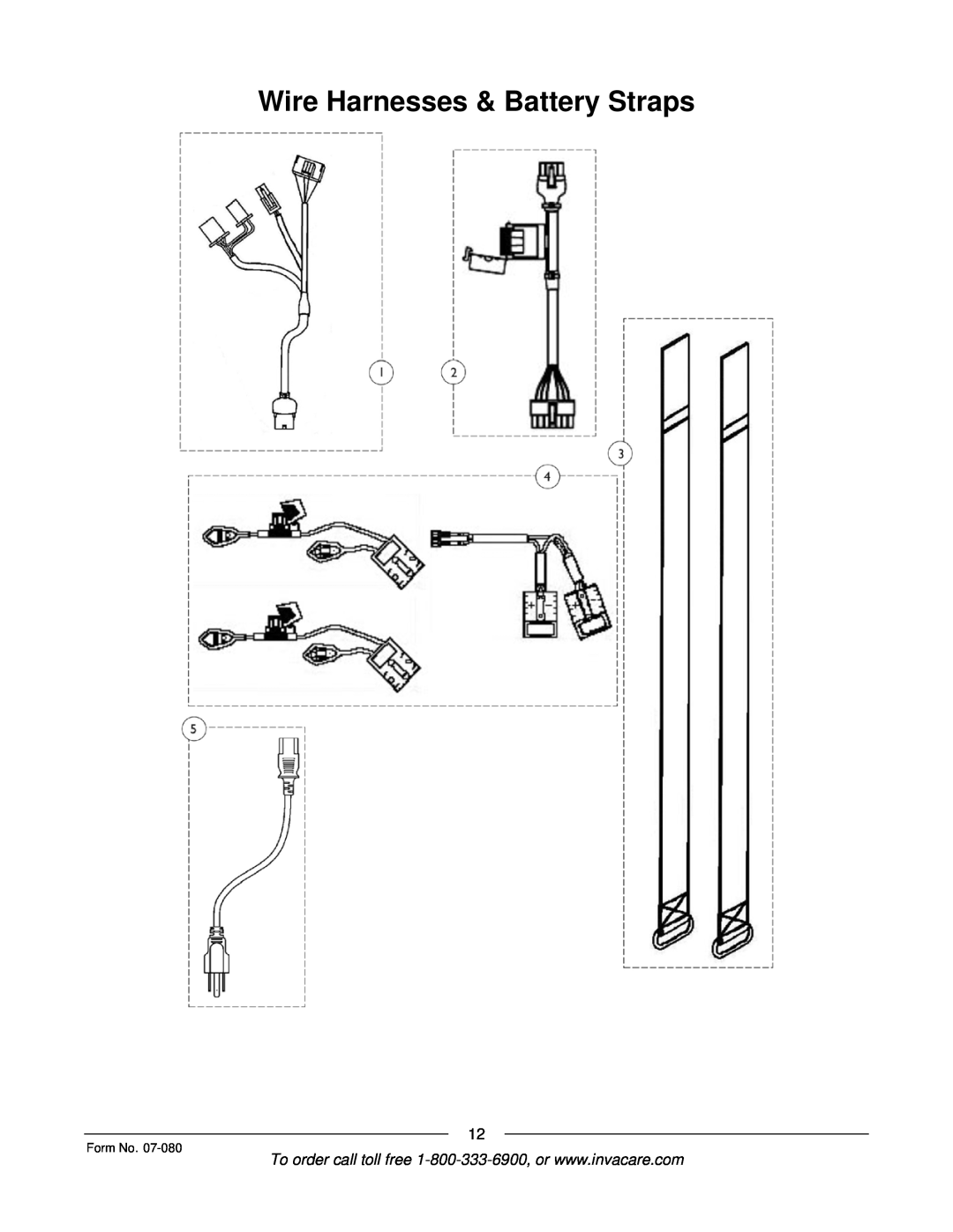 Invacare Lynx L-3X manual Wire Harnesses & Battery Straps, Form No 