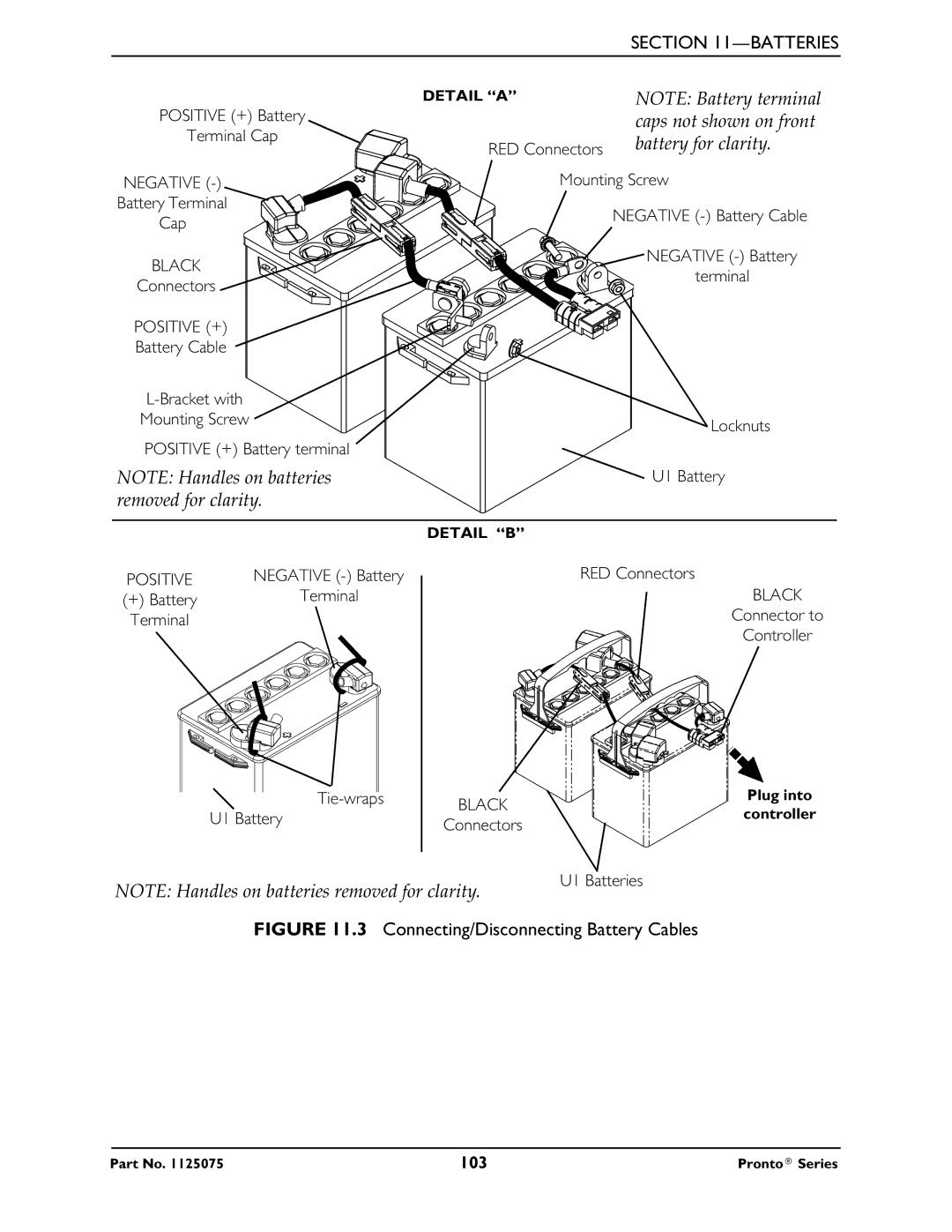 Invacare M51, M50, M61 service manual Connecting/Disconnecting Battery Cables 