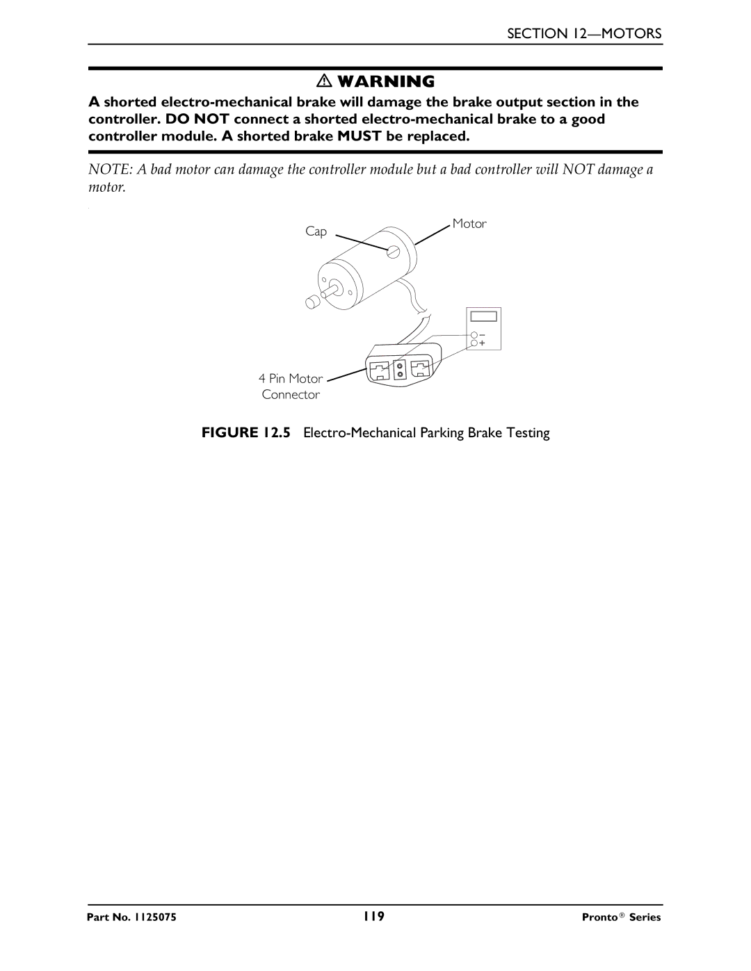 Invacare M61, M50, M51 service manual Electro-Mechanical Parking Brake Testing 