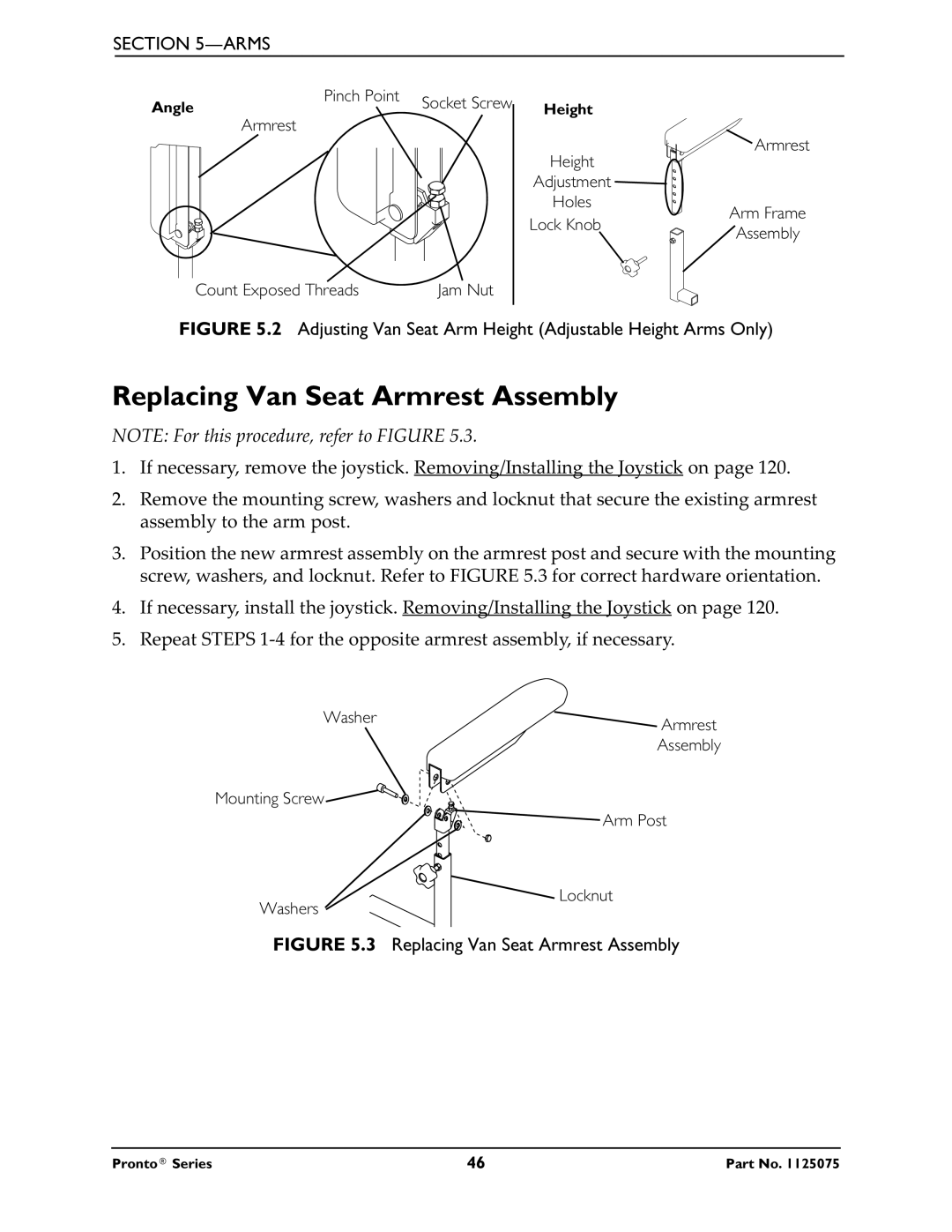 Invacare M51, M50, M61 Replacing Van Seat Armrest Assembly, Adjusting Van Seat Arm Height Adjustable Height Arms Only 