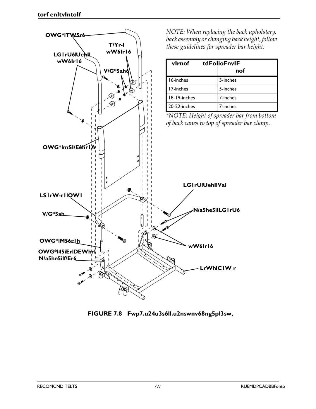 Invacare M51, M50, M61 service manual Back Height 