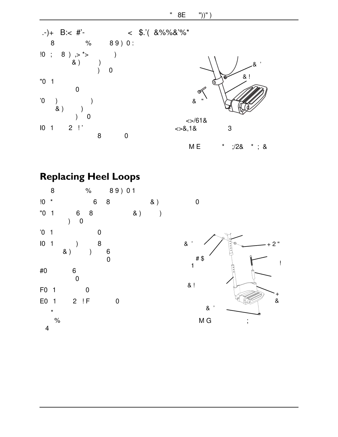 Invacare M50, M51, M61 service manual Replacing Heel Loops, Model PH904A and PHAL4A Front Riggings 