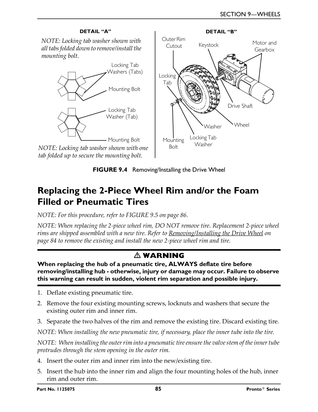 Invacare M51, M50, M61 service manual Removing/Installing the Drive Wheel 