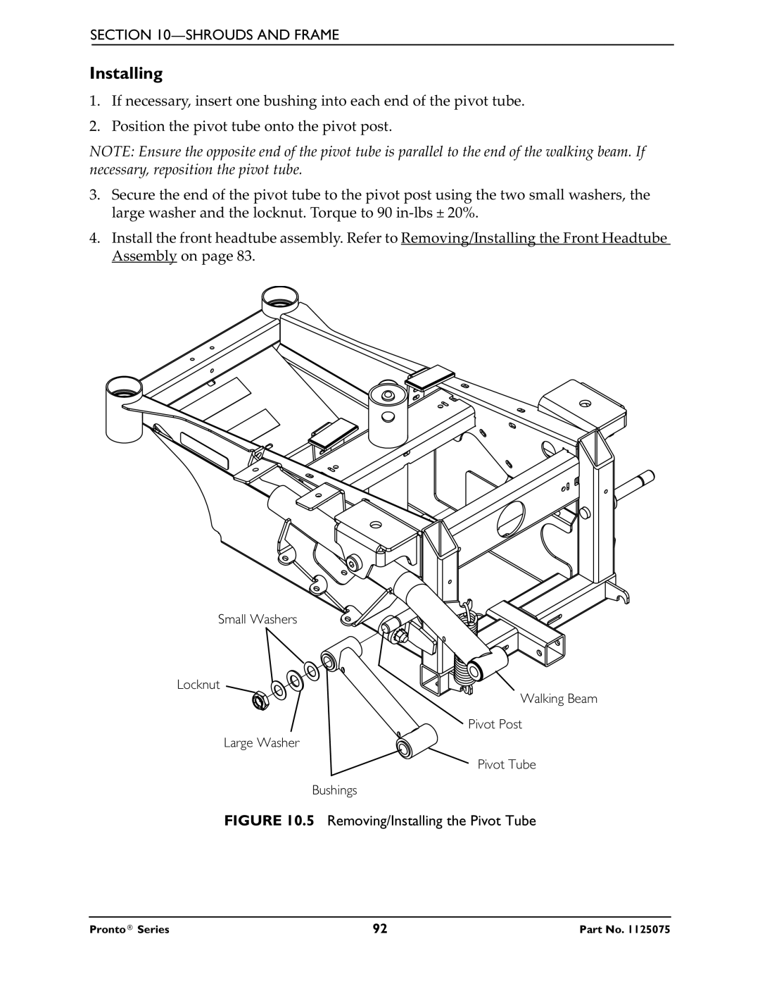 Invacare M61, M50, M51 service manual Removing/Installing the Pivot Tube 