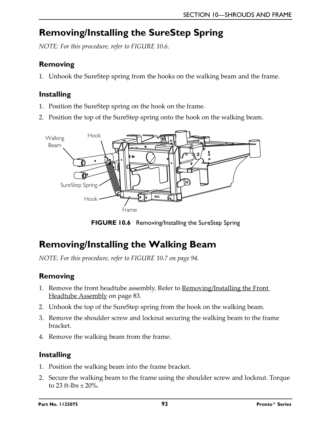 Invacare M50, M51, M61 service manual Removing/Installing the SureStep Spring, Removing/Installing the Walking Beam 