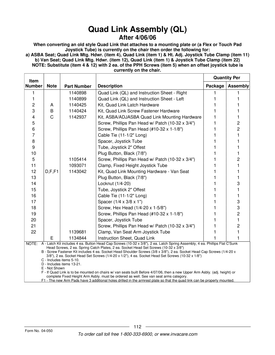 Invacare M50TM, M51TM manual 112 