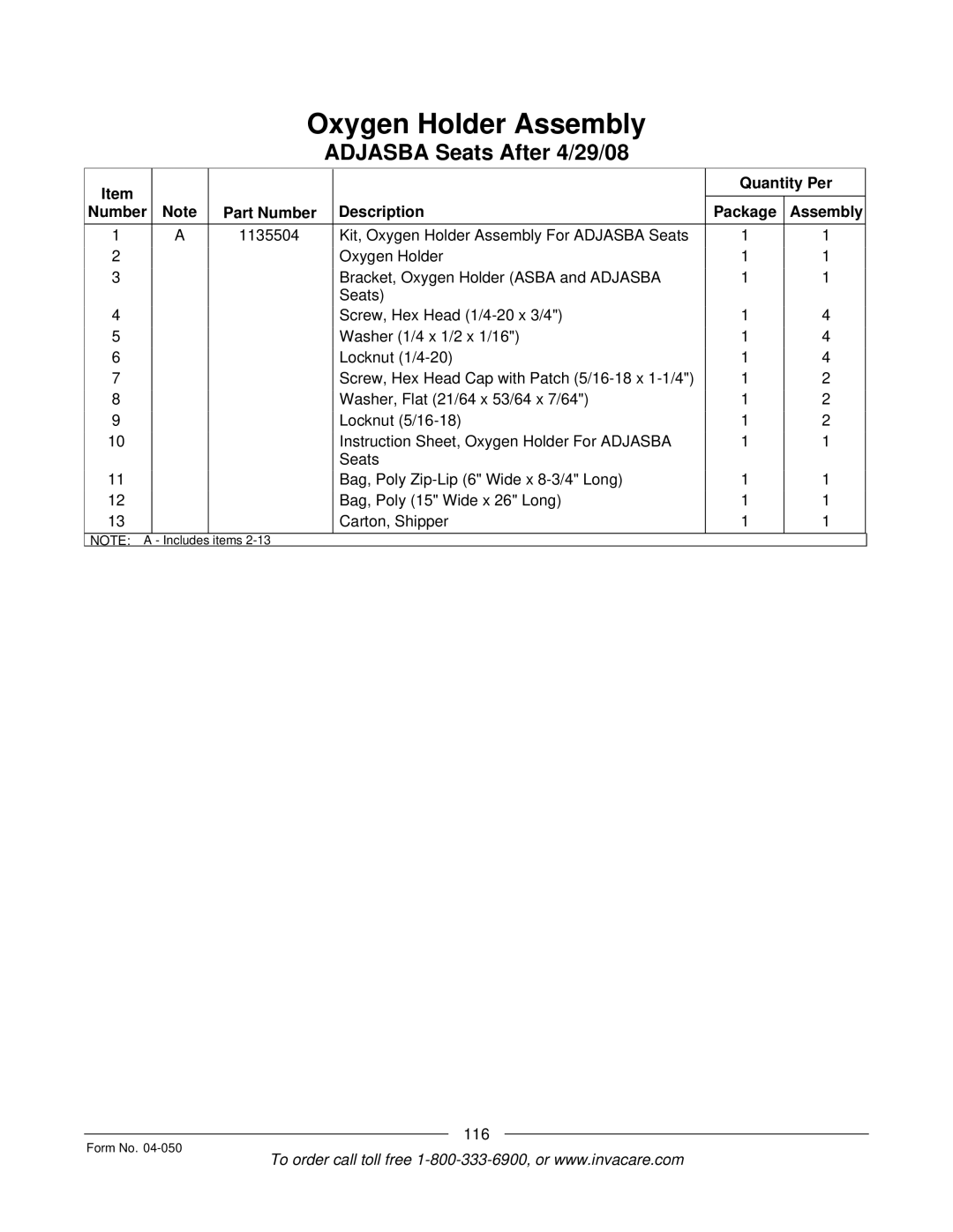 Invacare M50TM, M51TM manual 116 