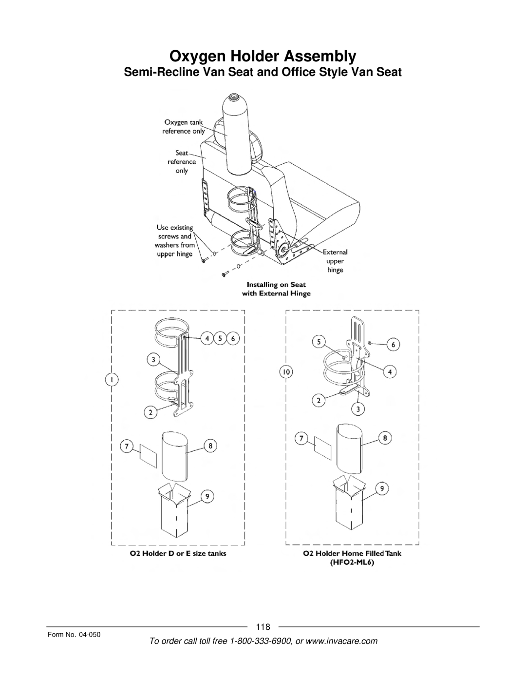 Invacare M50TM, M51TM manual Semi-Recline Van Seat and Office Style Van Seat 