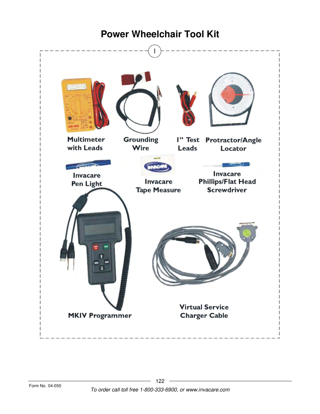 Invacare M50TM, M51TM manual Power Wheelchair Tool Kit 