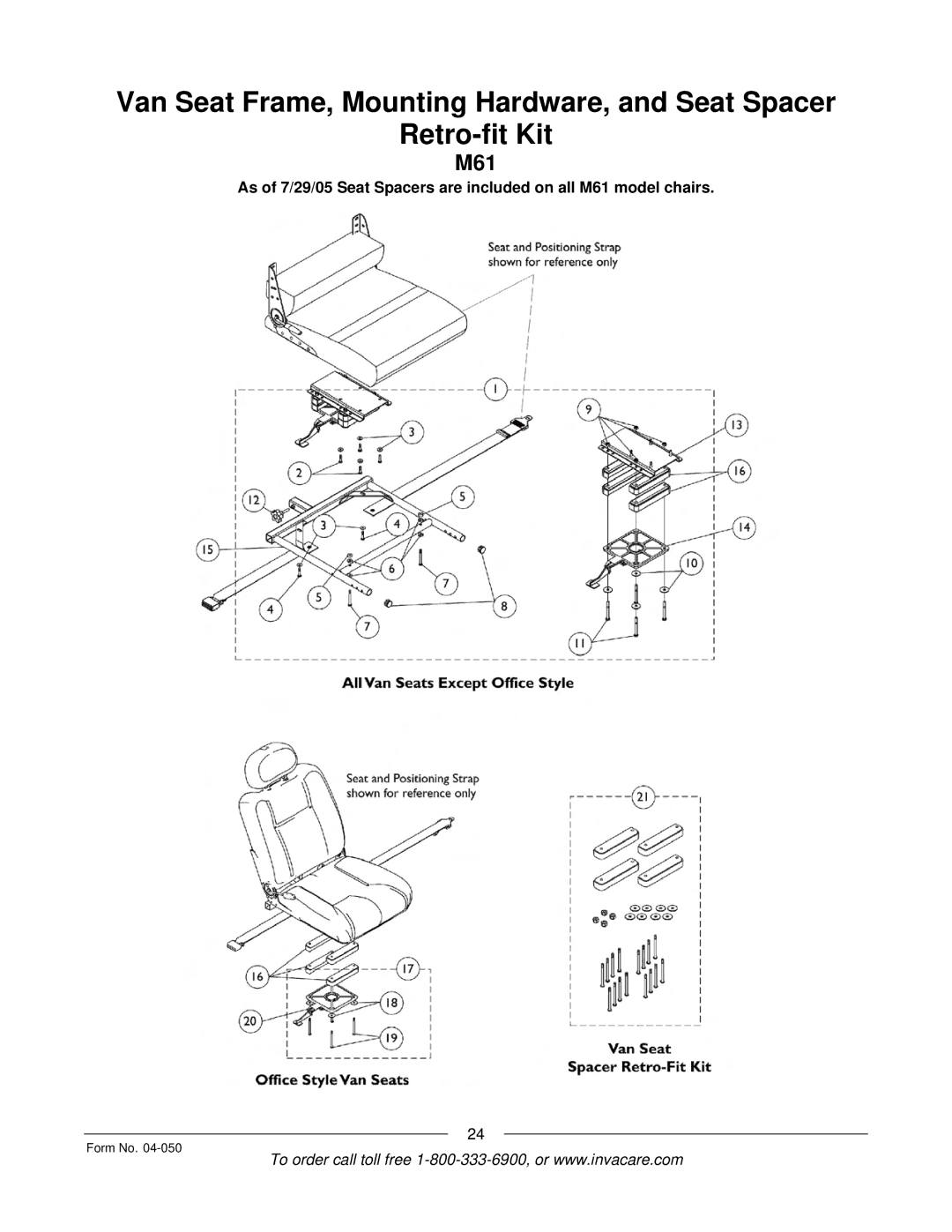 Invacare M50TM, M51TM manual M61 