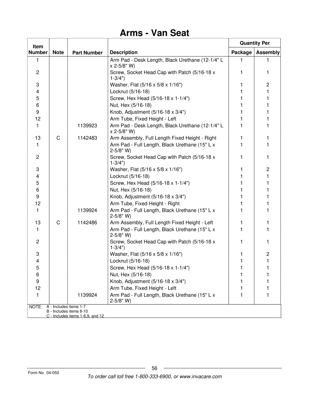 Invacare M50TM, M51TM manual 8 W 