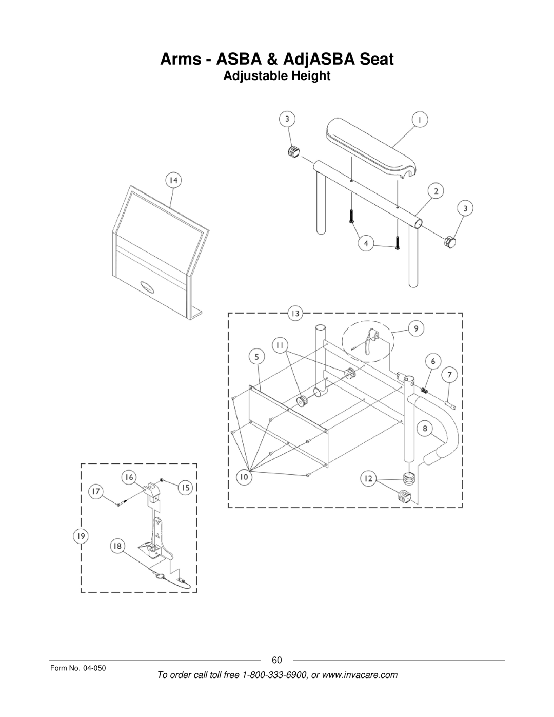 Invacare M50TM, M51TM manual Adjustable Height 