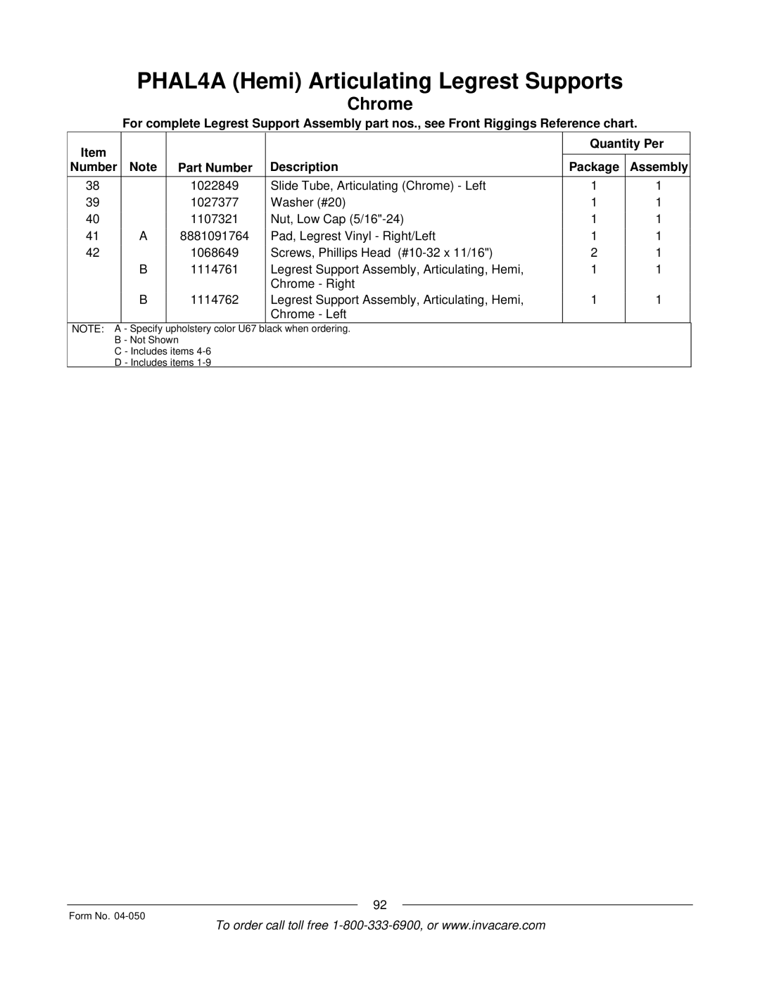 Invacare M50TM, M51TM manual Specify 