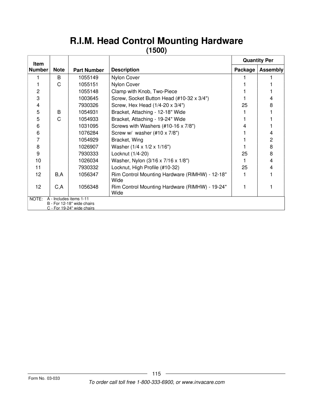 Invacare M71 Jr manual 115 