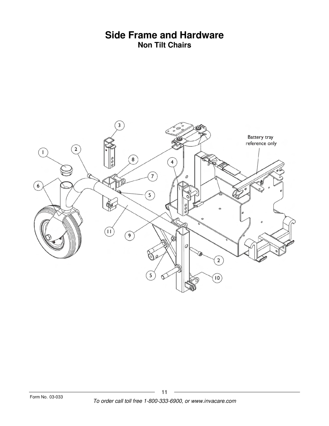 Invacare M71 Jr manual Side Frame and Hardware 