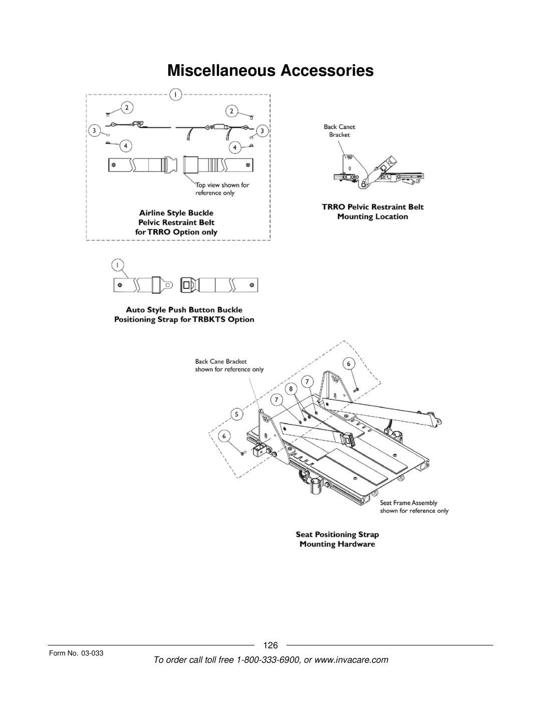 Invacare M71 Jr manual Miscellaneous Accessories 