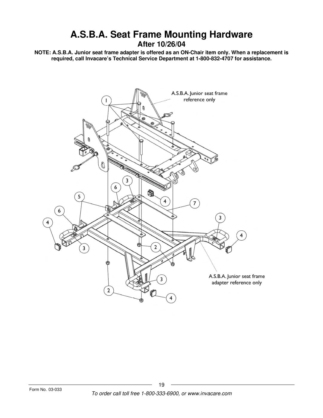 Invacare M71 Jr manual After 10/26/04 