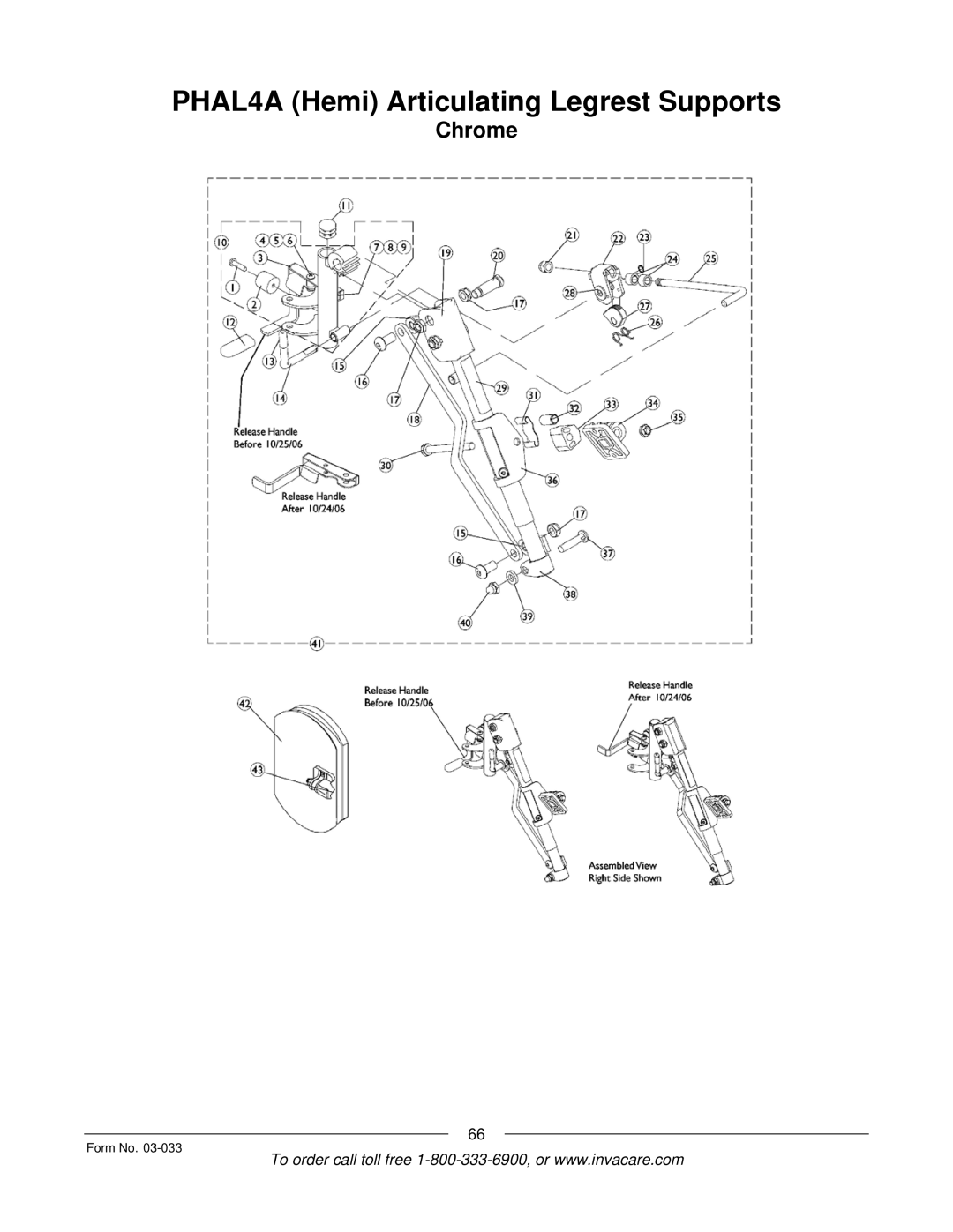 Invacare M71 Jr manual PHAL4A Hemi Articulating Legrest Supports 