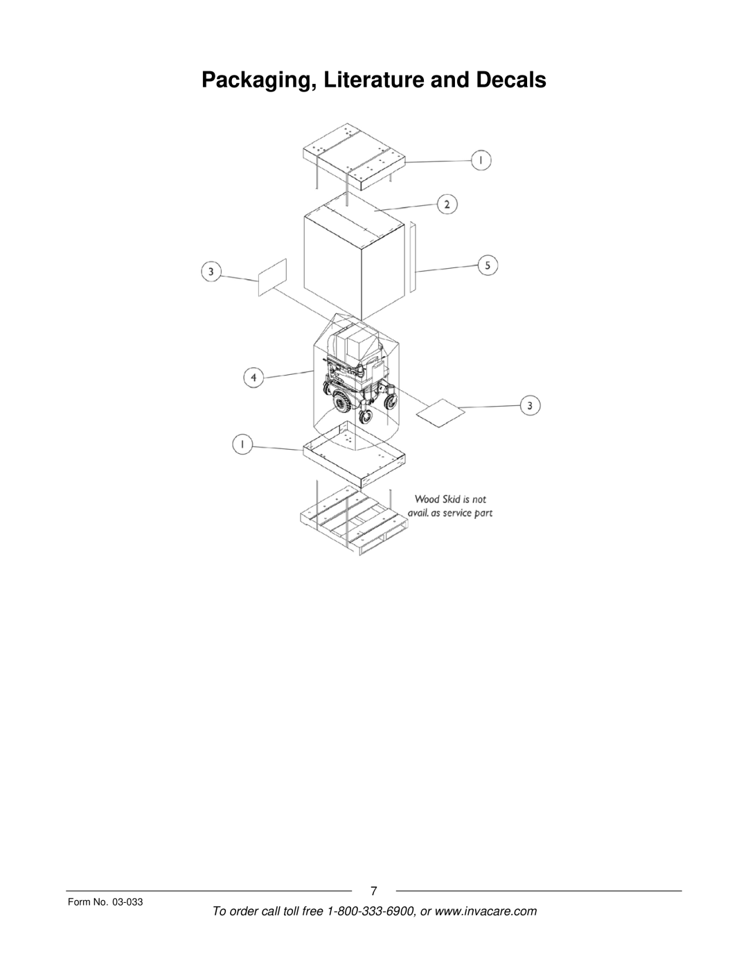 Invacare M71 Jr manual Packaging, Literature and Decals 