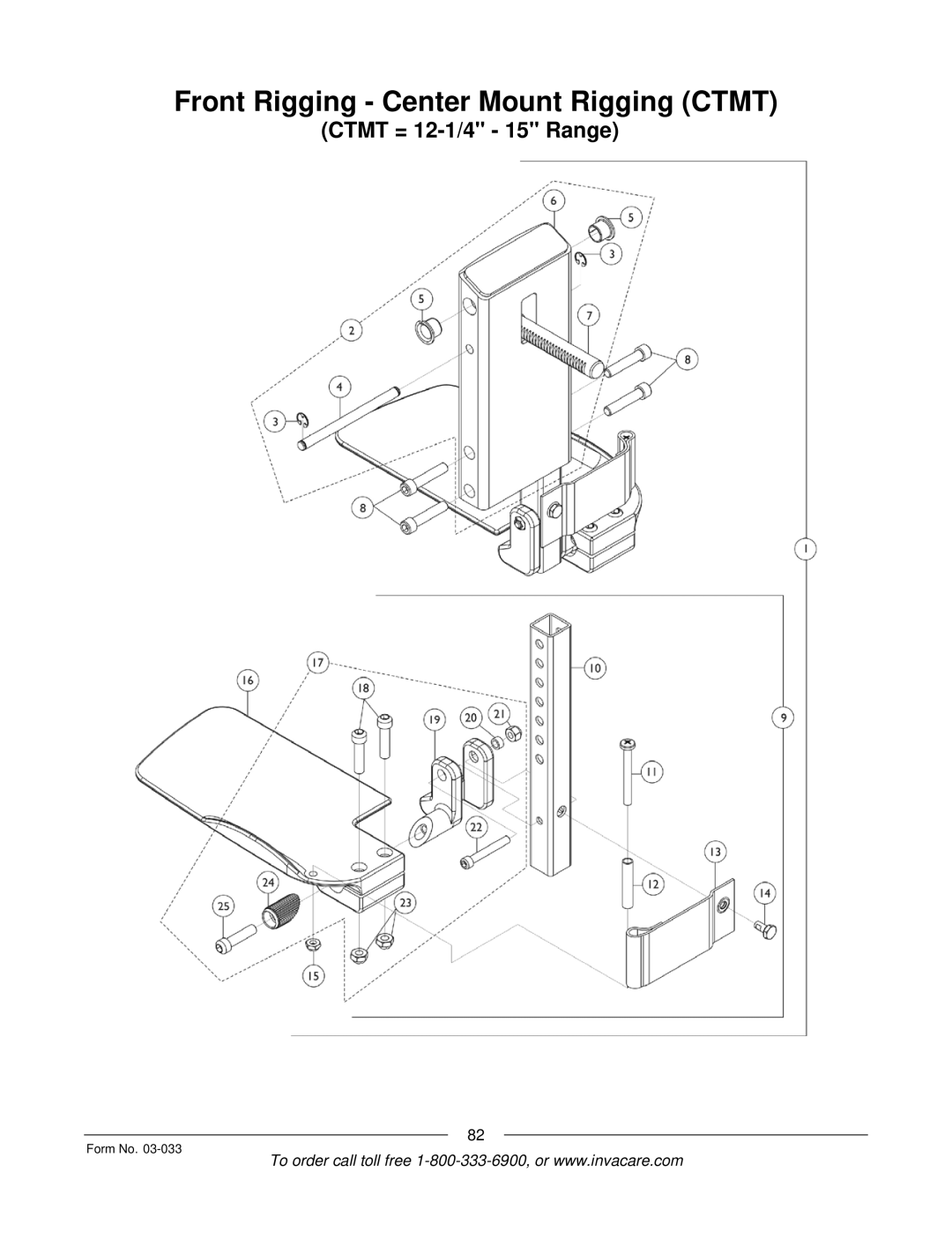 Invacare M71 Jr manual Front Rigging Center Mount Rigging Ctmt 