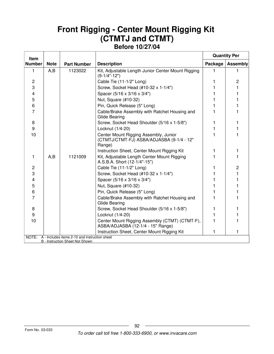 Invacare M71 Jr manual CTMTJ/CTMT-FJ ASBA/ADJASBA 9-1/4 