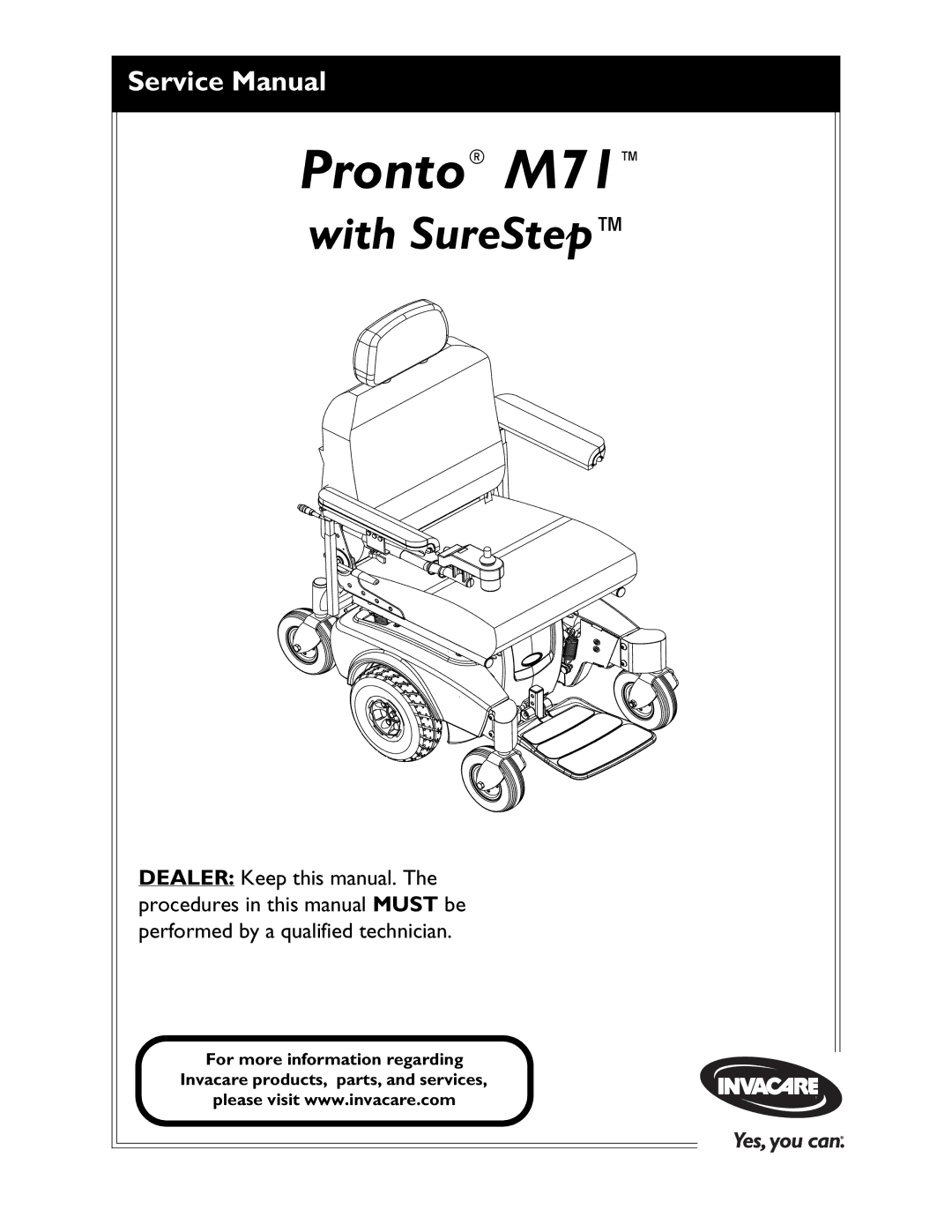 Invacare service manual Pronto M71 