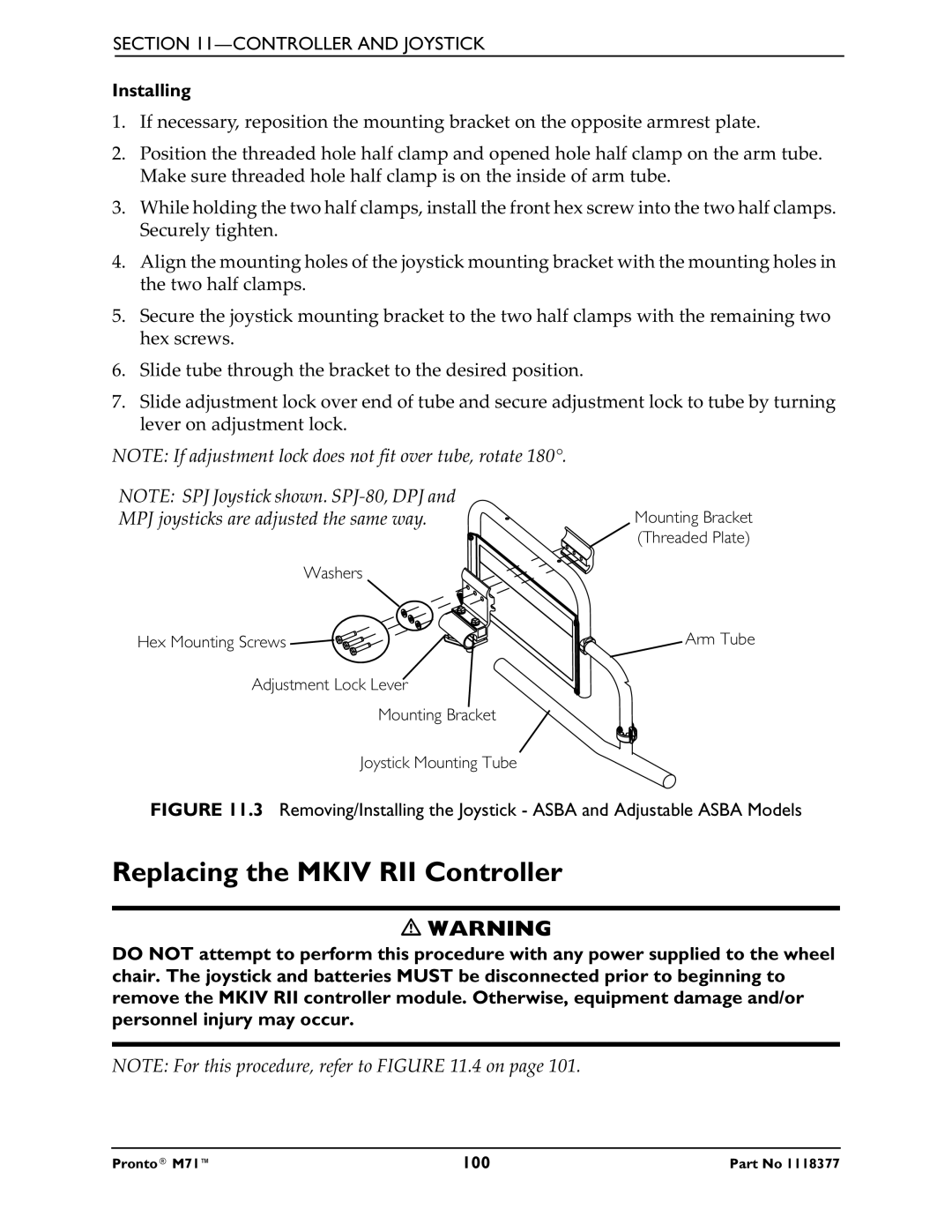 Invacare M71 service manual Replacing the Mkiv RII Controller 