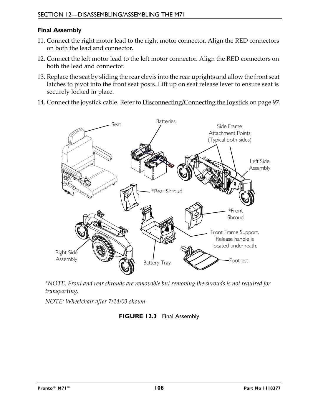 Invacare M71 service manual Final Assembly 