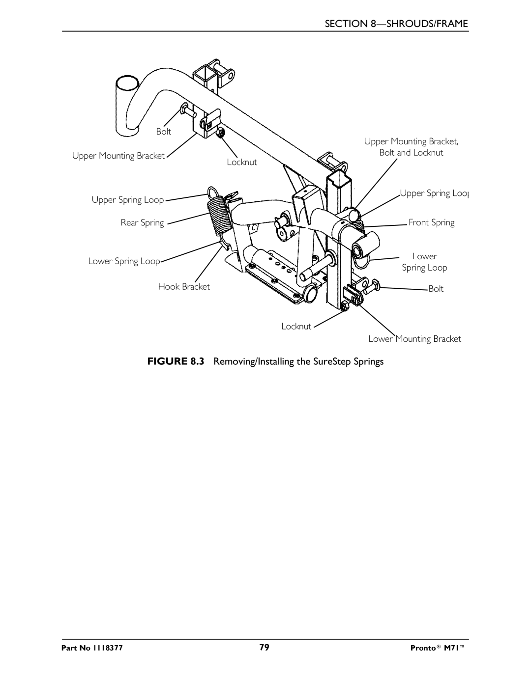 Invacare M71 service manual Removing/Installing the SureStep Springs 