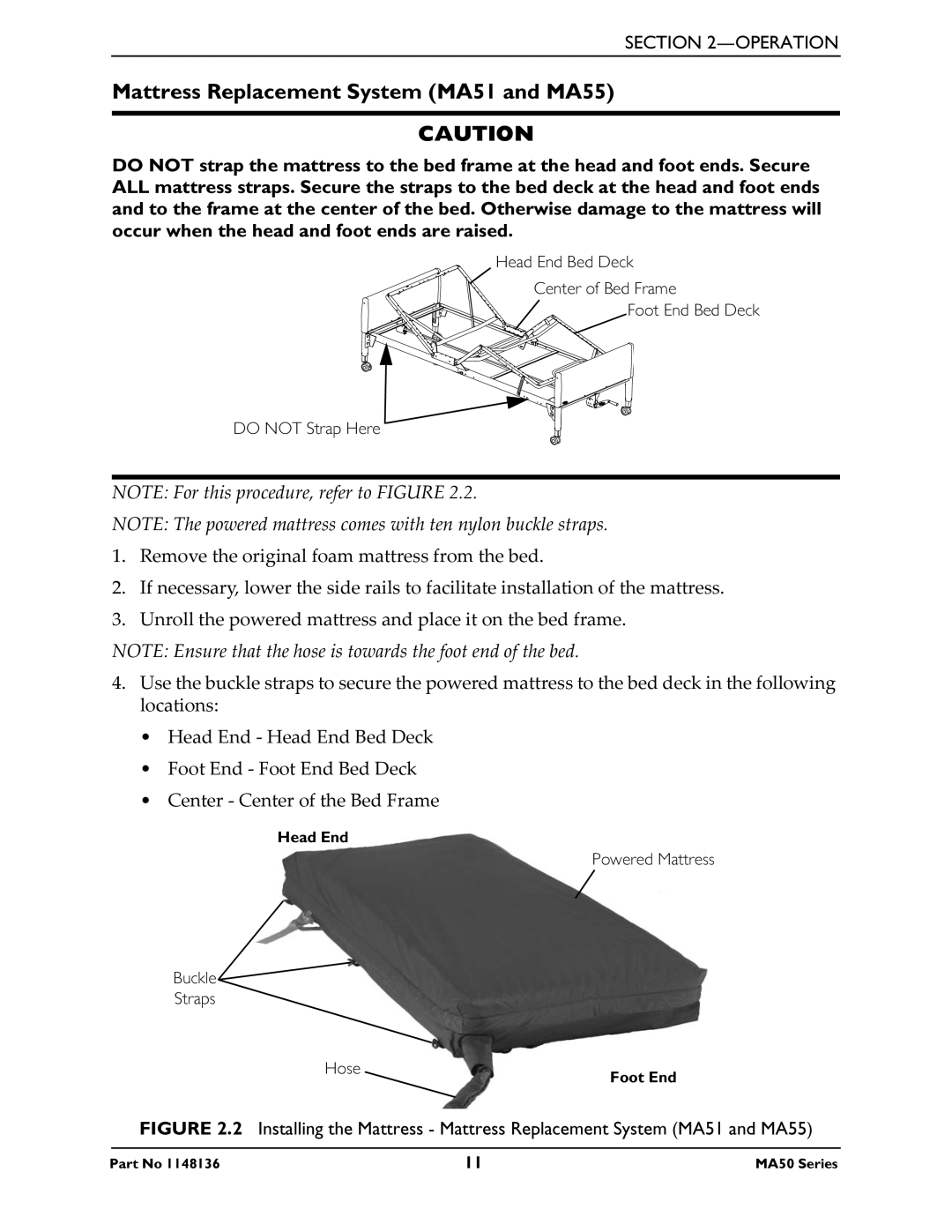 Invacare MA50 manual Mattress Replacement System MA51 and MA55 