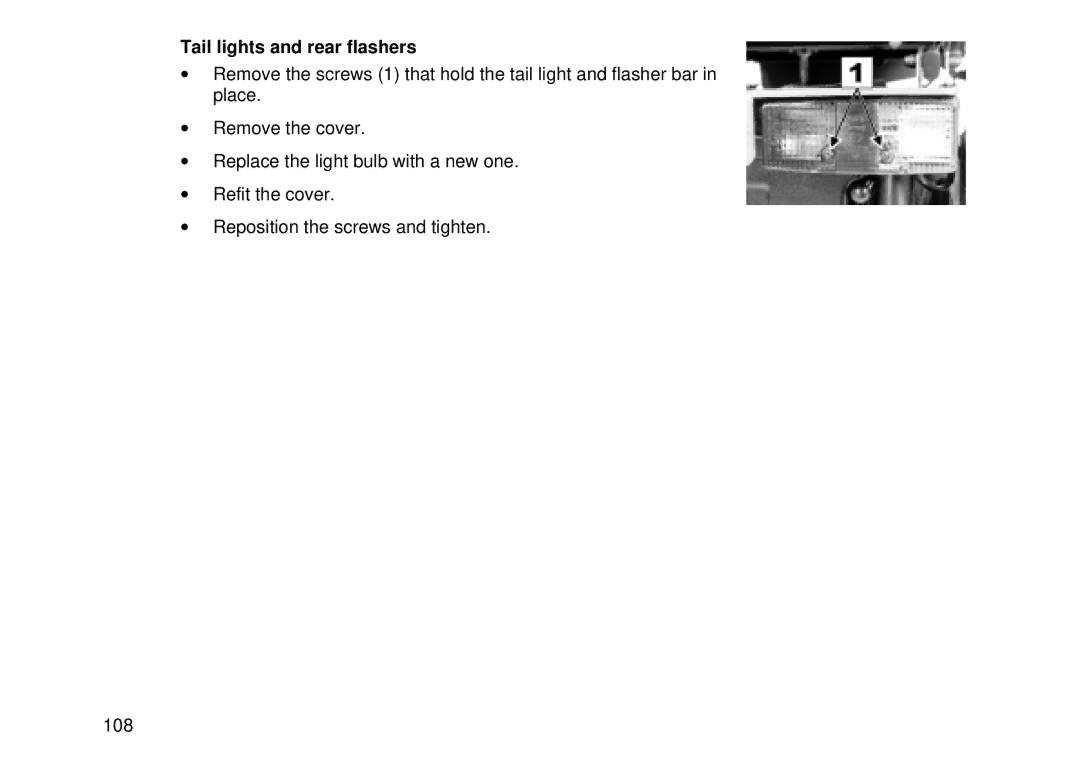 Invacare MK6i user manual Tail lights and rear flashers 