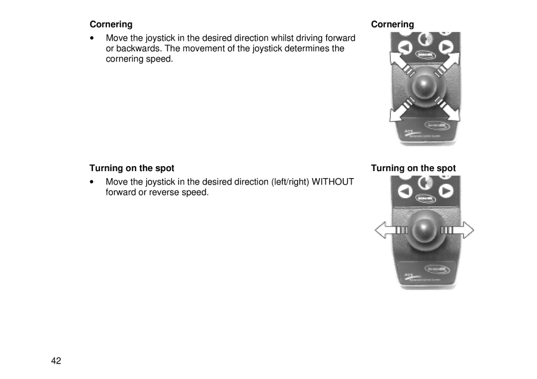 Invacare MK6i user manual Cornering, Turning on the spot 