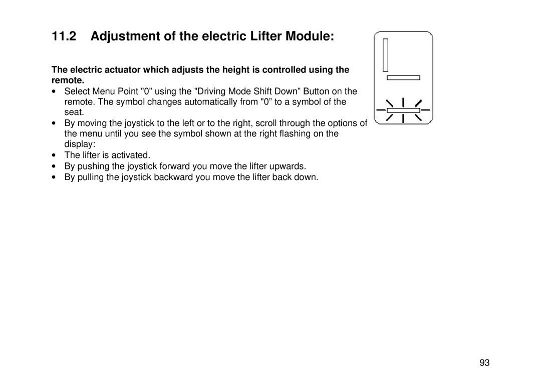 Invacare MK6i user manual Adjustment of the electric Lifter Module 