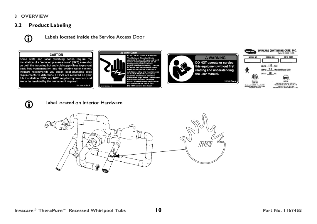 Invacare Model, 3752G user manual Product Labeling 