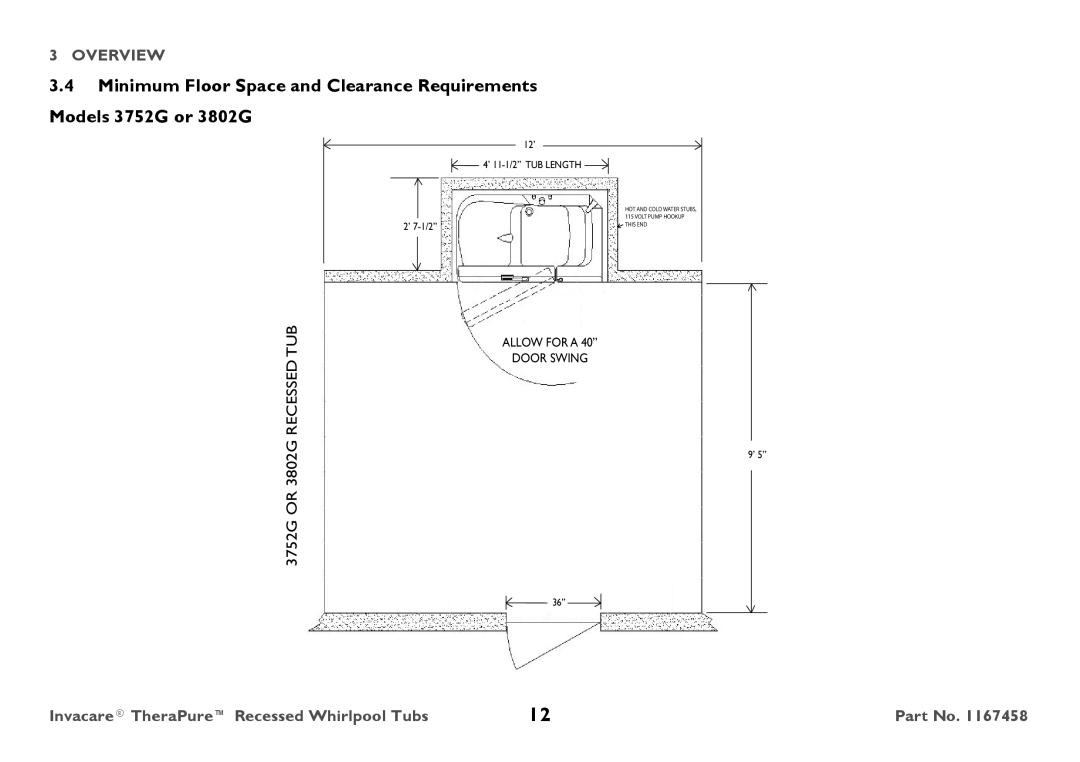 Invacare Model user manual 3752G or 3802G Recessed TUB 