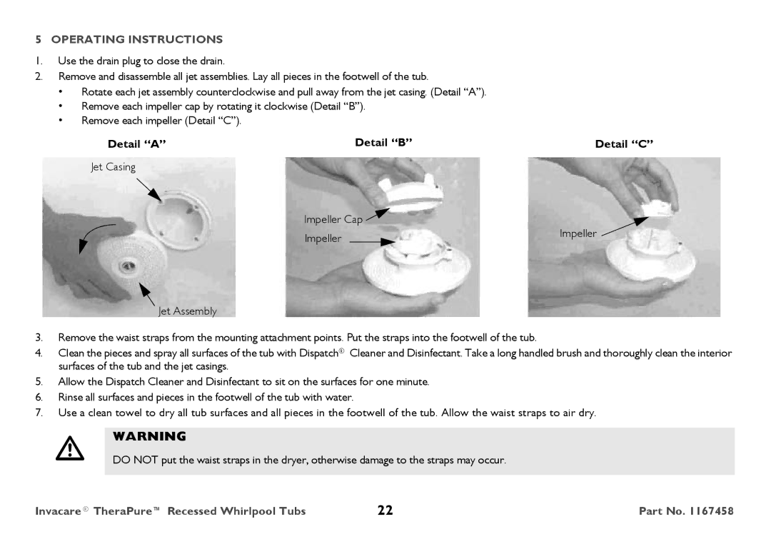 Invacare Model, 3752G user manual Detail a Detail B 