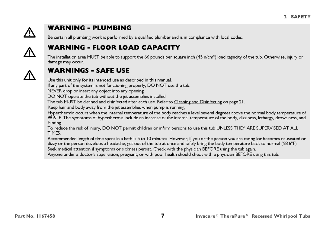 Invacare 3752G, Model user manual Safety 