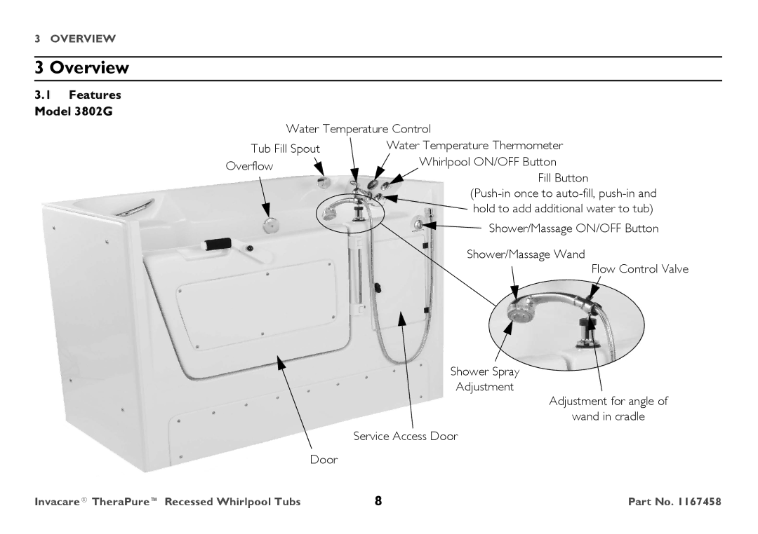 Invacare 3752G user manual Overview, Features Model 3802G 