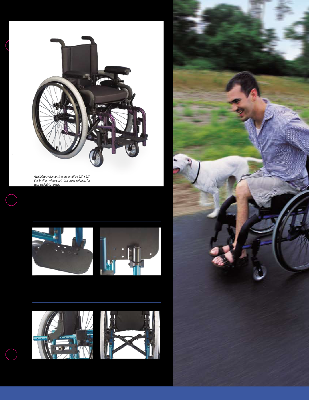 Invacare manual Adjustable Angle Footplate and Clamp, Invacare MVP and MVP jr Extended Frame with Less-Seat-Rail LSR 