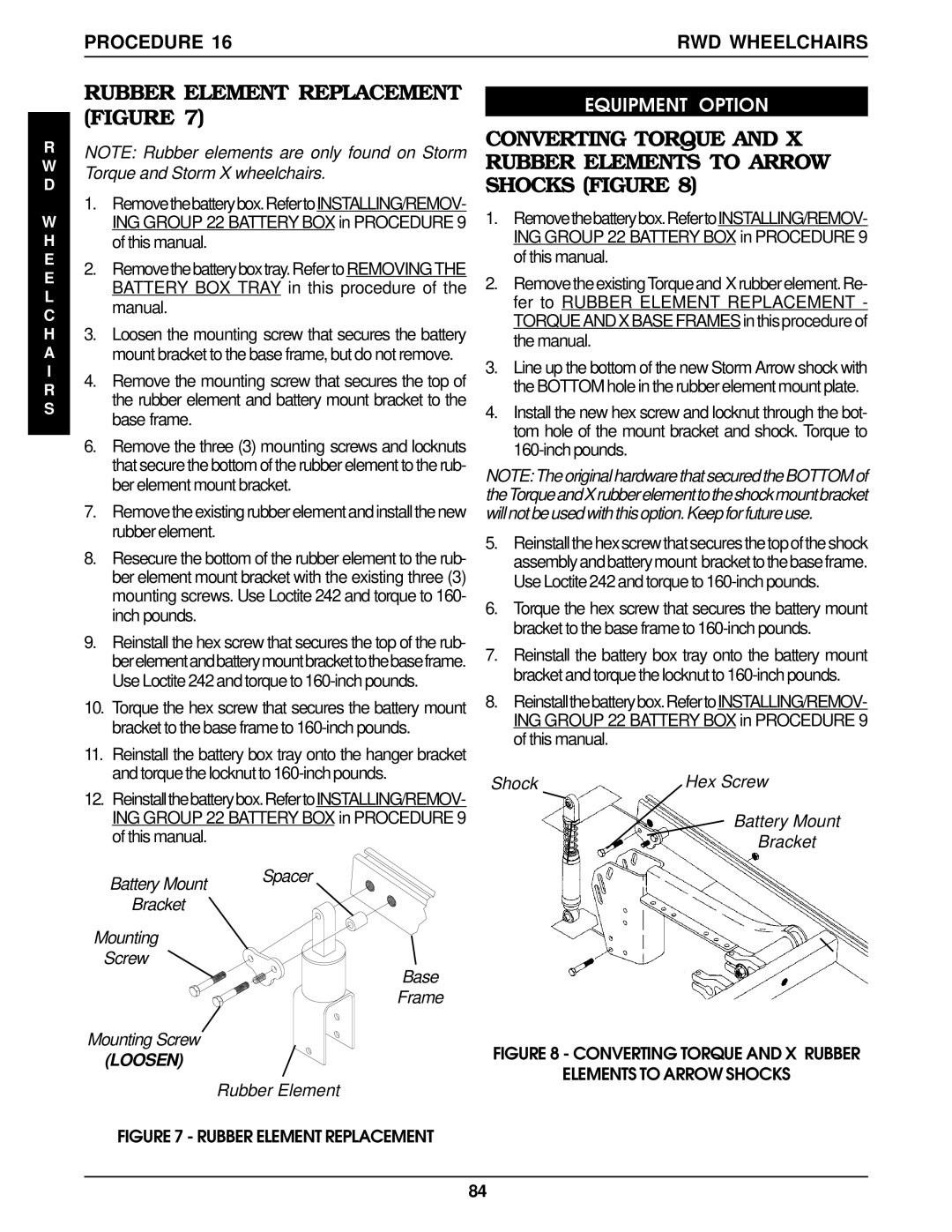 Invacare MWD, Arrow FWD, RWD Rubber Element Replacement Figure, Torque and Storm X wheelchairs, Base Frame Mounting Screw 