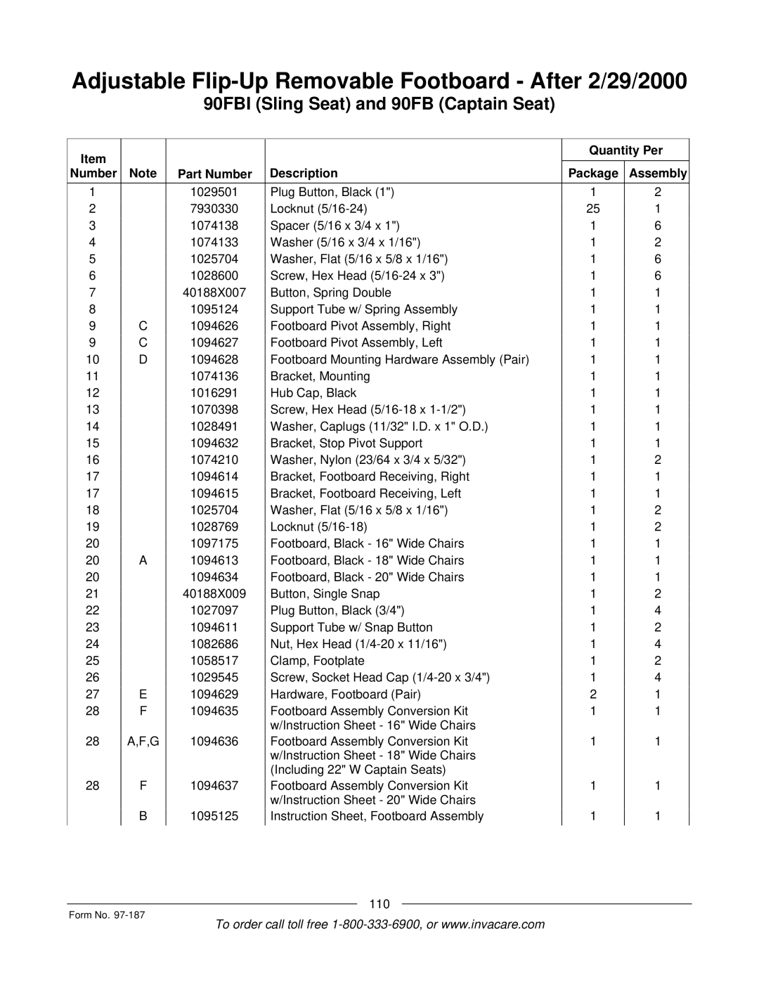 Invacare MWD manual 110 