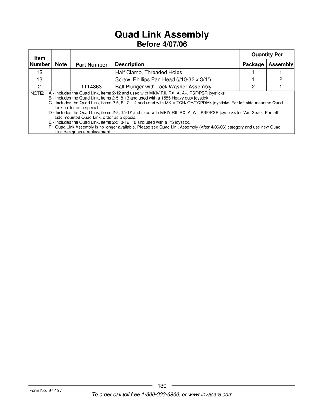 Invacare MWD manual 130 